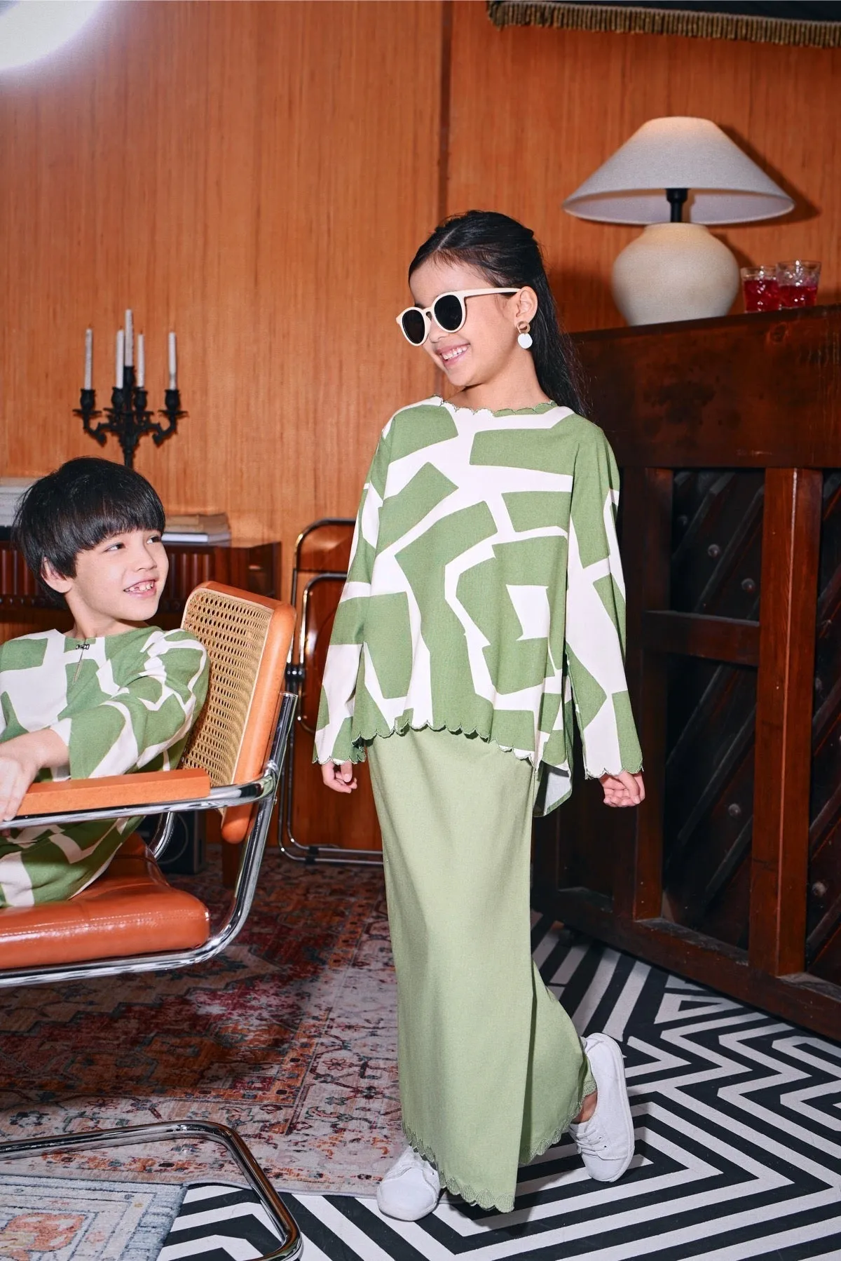 The Congkak Folded Skirt - Lawn Green