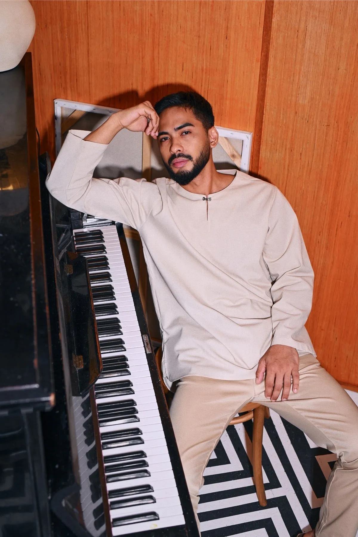 The Congkak Men Kurta - Khaki