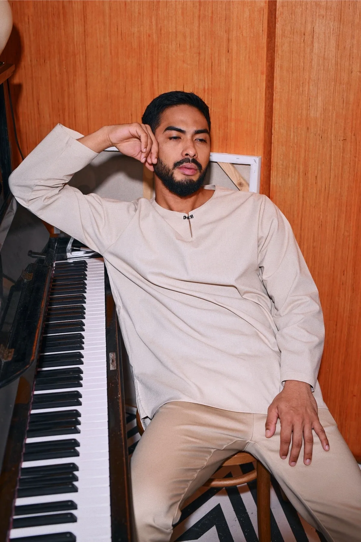The Congkak Men Kurta - Khaki