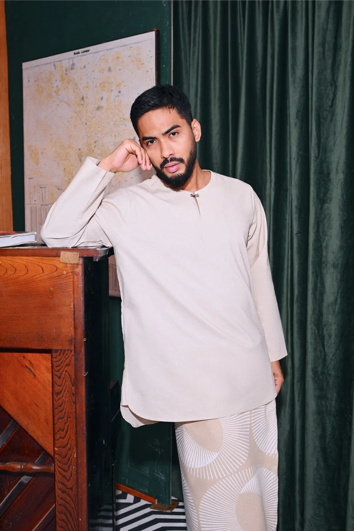 The Congkak Men Kurta - Khaki