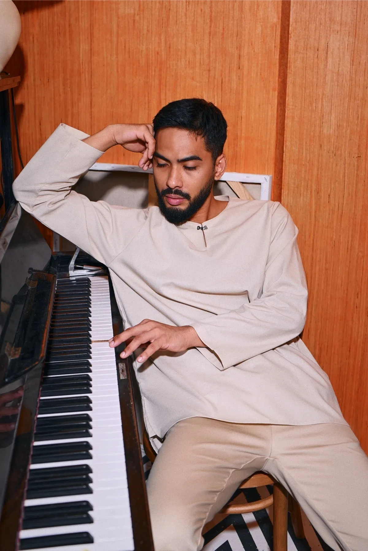 The Congkak Men Kurta - Khaki