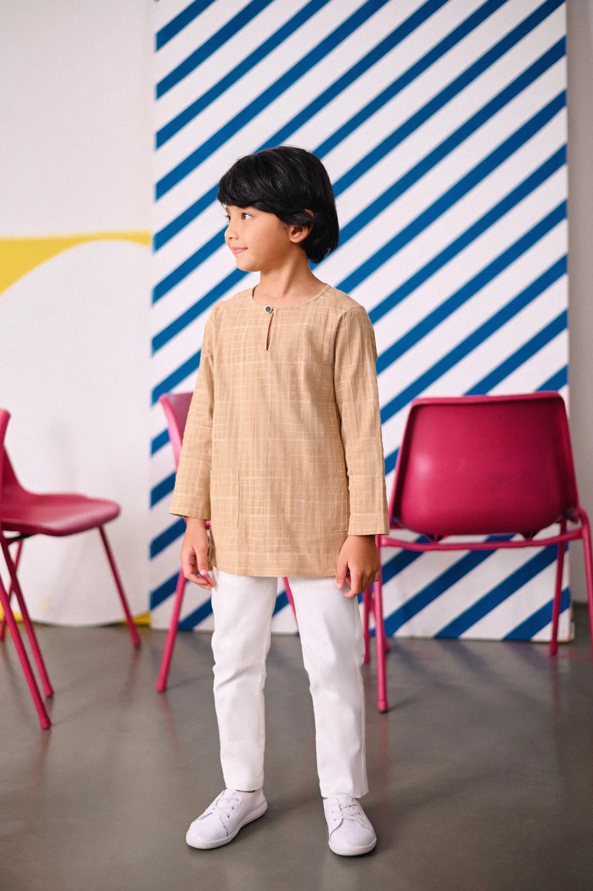 The Dulu Kita Kurta - Kita Khaki Checked