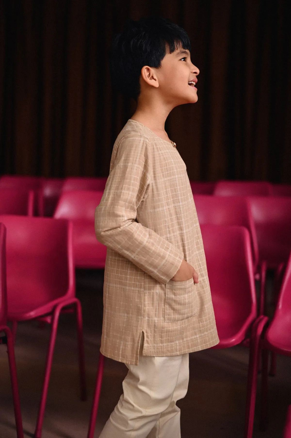 The Dulu Kita Kurta - Kita Khaki Checked