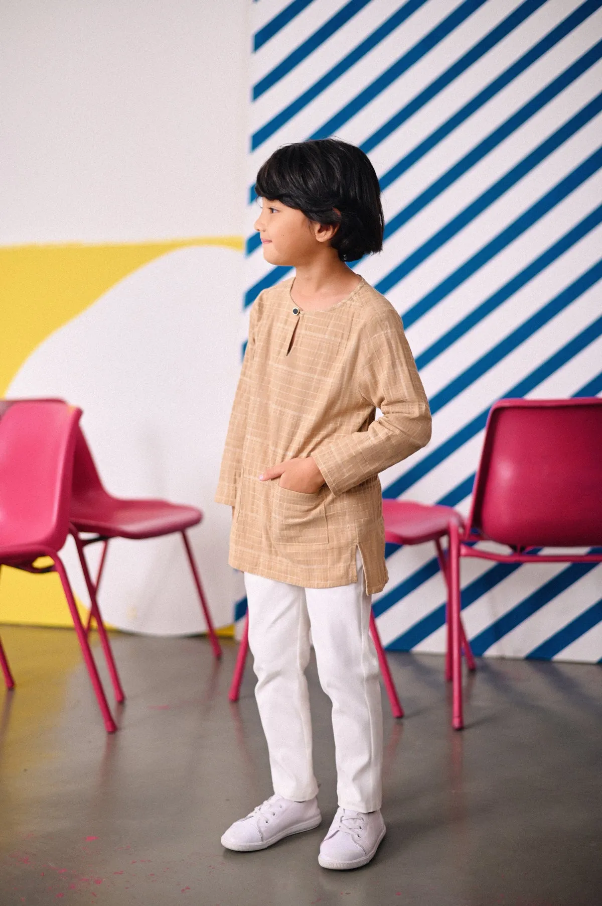 The Dulu Kita Kurta - Kita Khaki Checked