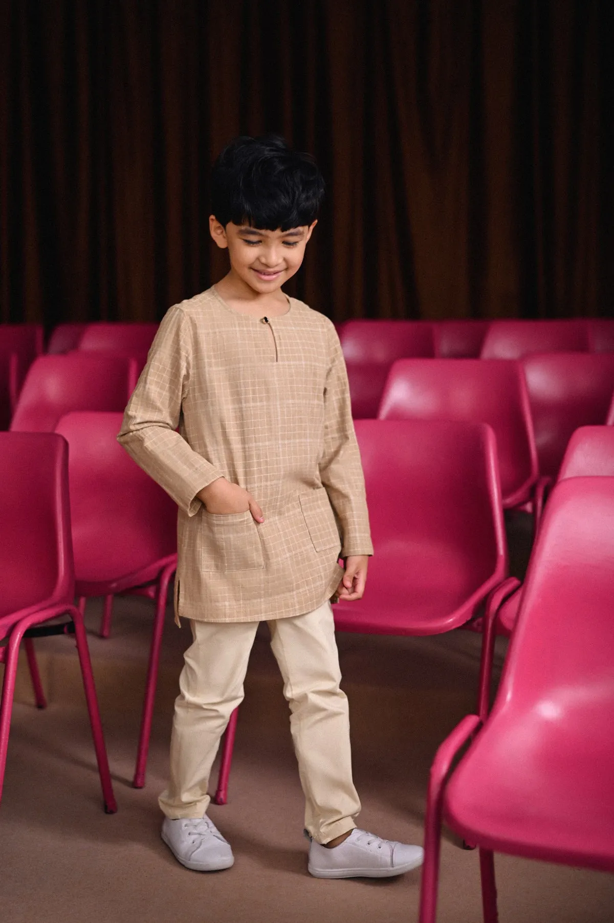 The Dulu Kita Kurta - Kita Khaki Checked