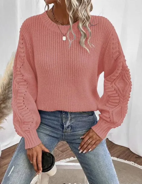 Tops-Blush Crew Neck Sweater