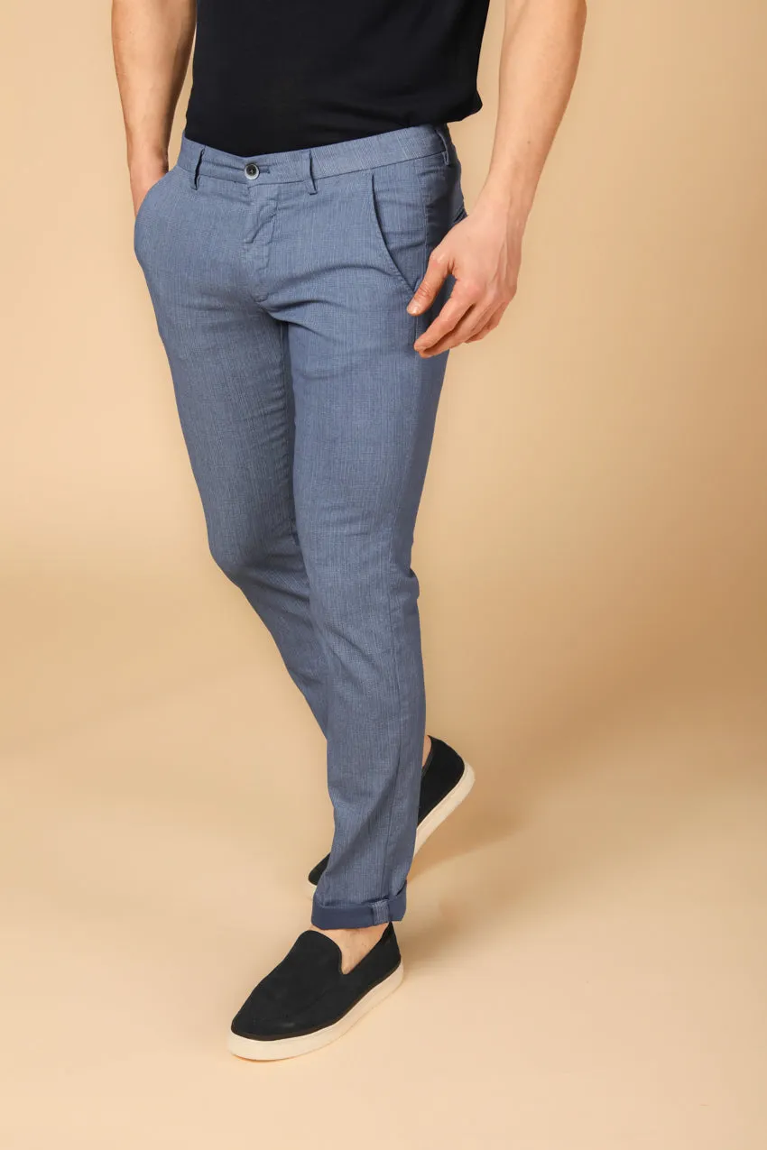 Torino Style men's chino pants in cotton with faded wales print slim