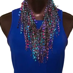 Turquoise Purple Black Scarf Necklace Turquoise Purple Black Scarf Necklace