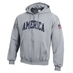 Unisex Champion America 1776 Full Zip Gray Sweatshirt Unisex Champion America 1776 Full Zip Gray Sweatshirt