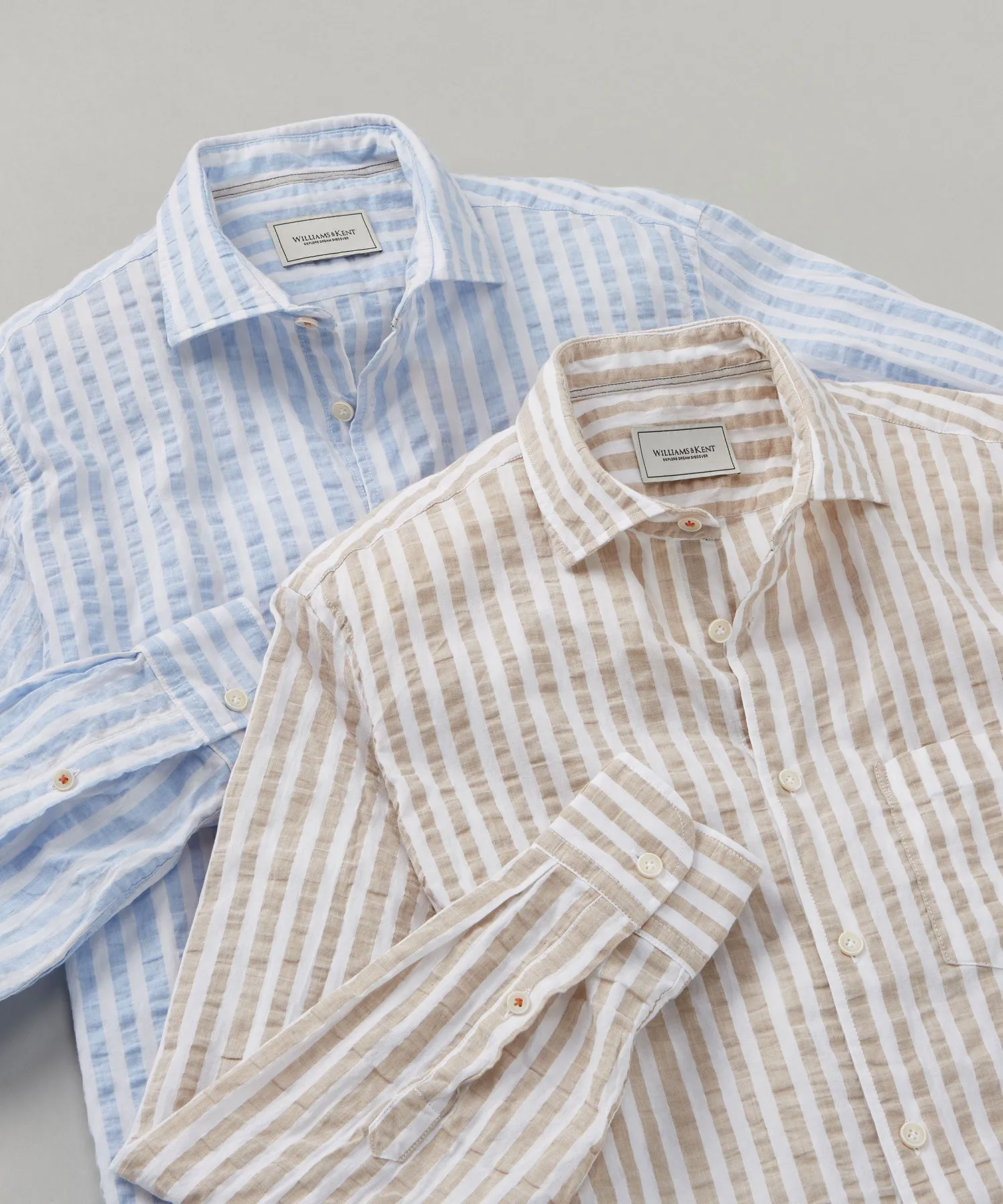 Wide Bengal Stripe Seersucker Sport Shirt
