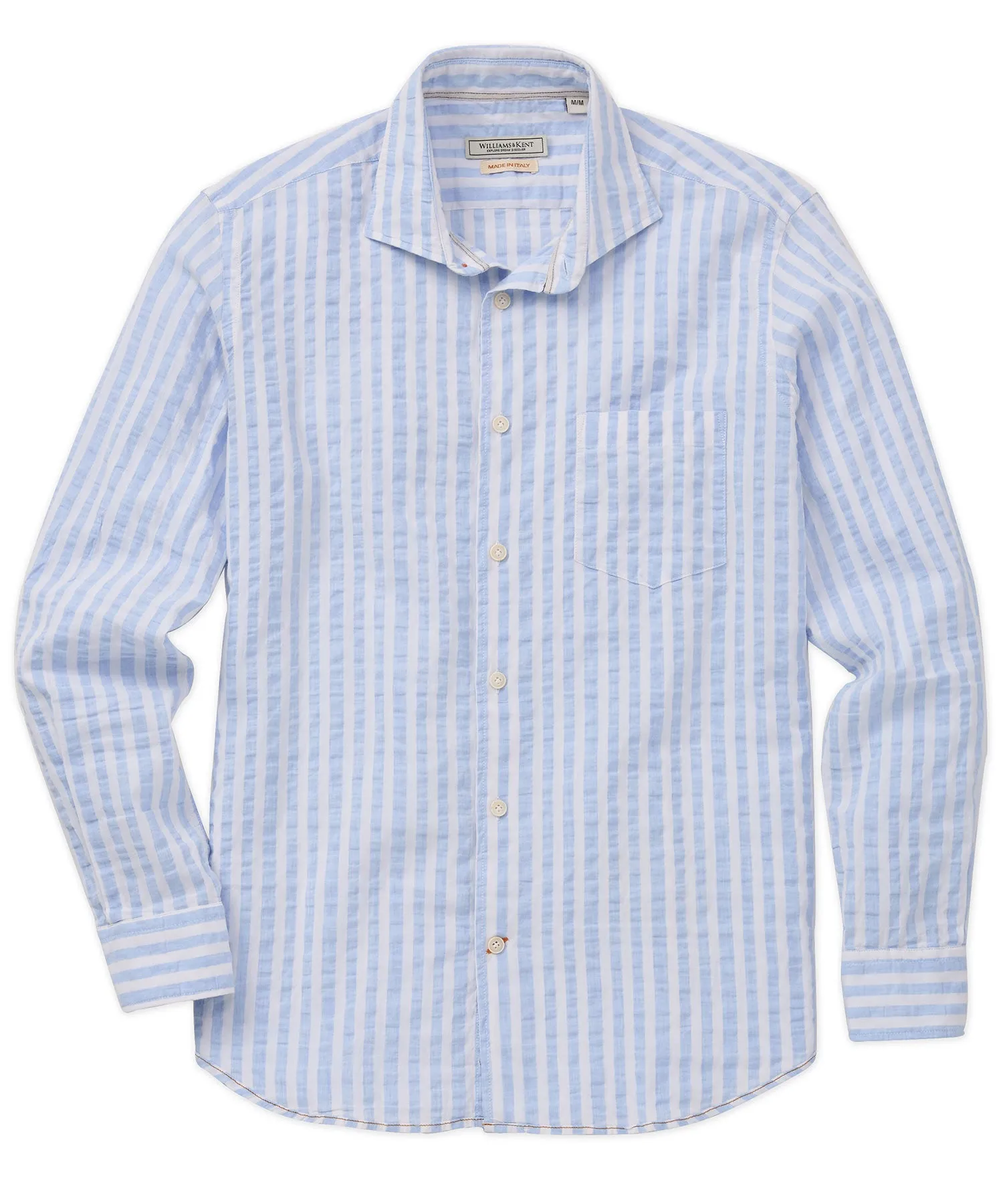 Wide Bengal Stripe Seersucker Sport Shirt