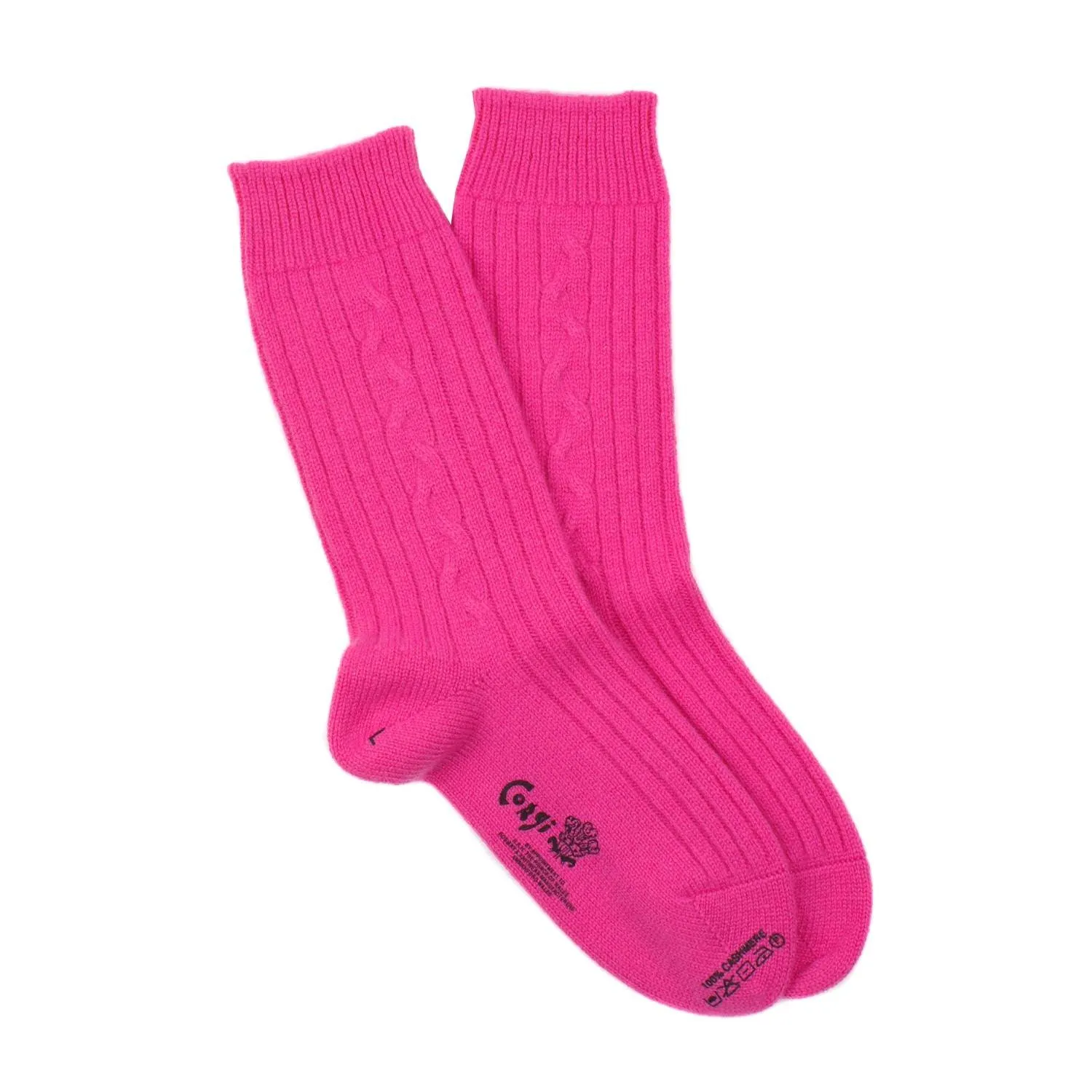 Women's Handmade Single Cable Cashmere Socks