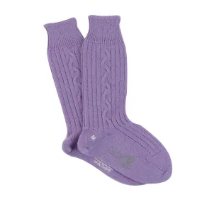 Women's Handmade Single Cable Cashmere Socks