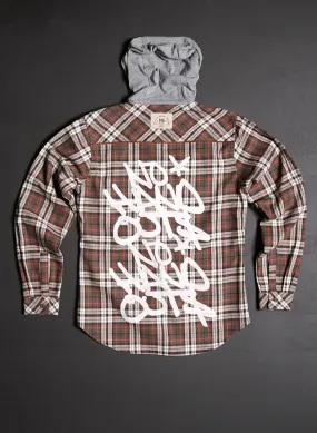 WOMEN'S HOODED NO HANDOUTS X FOREVER FLANNEL - ORANGE WOMEN'S HOODED NO HANDOUTS X FOREVER FLANNEL - ORANGE