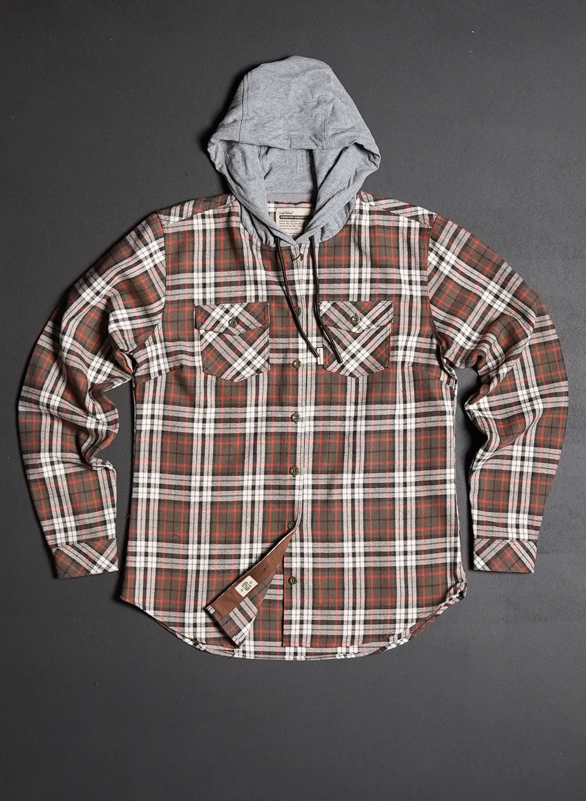 WOMEN'S HOODED NO HANDOUTS X FOREVER FLANNEL - ORANGE