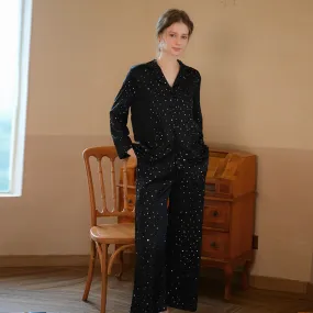 Women's Long-Sleeved Ice Silk Pajamas Set - Luxurious Comfort Sleepwear Women's Long-Sleeved Ice Silk Pajamas Set - Luxurious Comfort Sleepwear