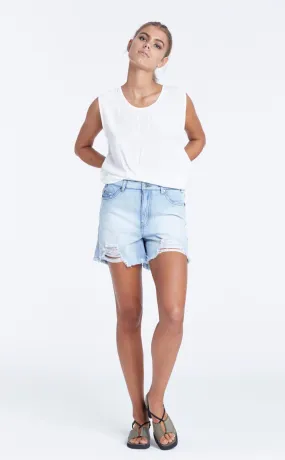 Zed Boyfriend Denim Short - Washed Blue Zed Boyfriend Denim Short - Washed Blue